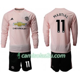 Camisolas de Futebol Manchester United MARTIAL 11 Criança Equipamento Alternativa 2018/19 Manga Comprida